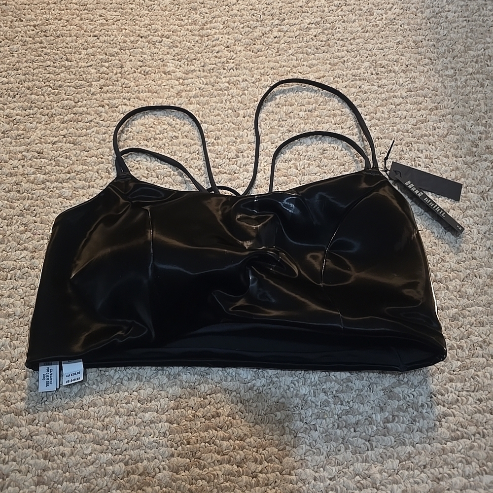 VSX Shiny Black Bra Top